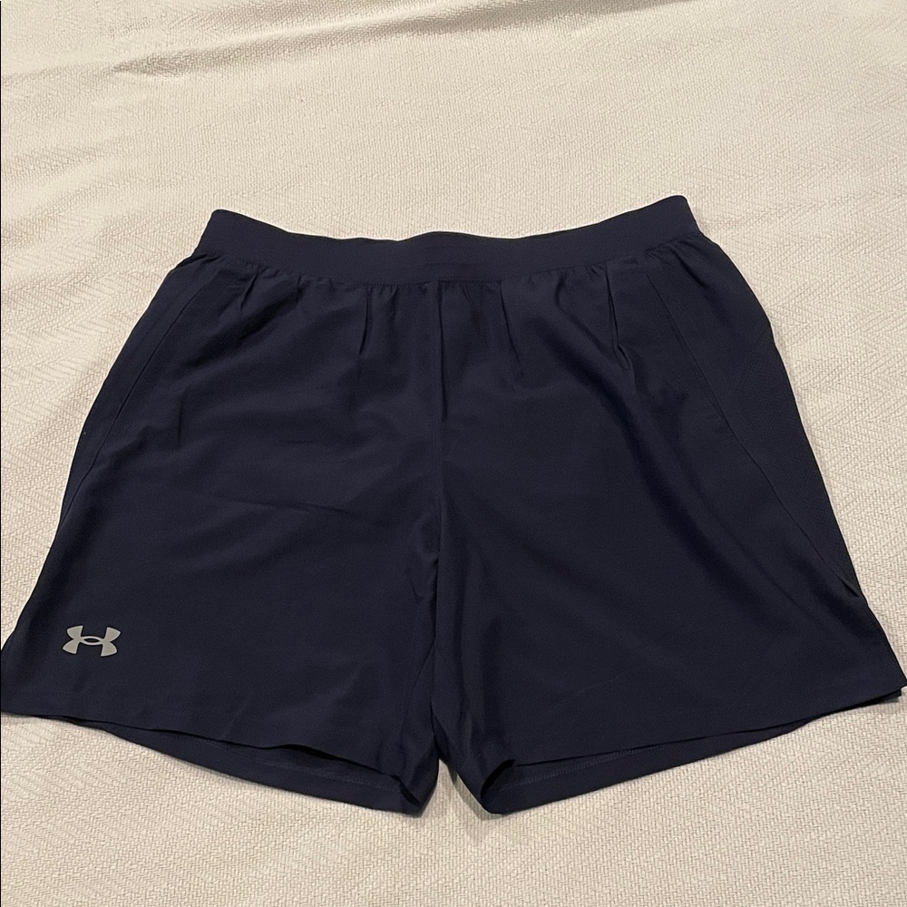 Under Armour Navy Blue Athletic Training Shorts with Reflective Logo